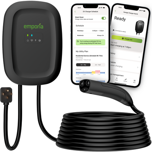 Emporia Classic black NACS charger with NEMA 14-50 plug
