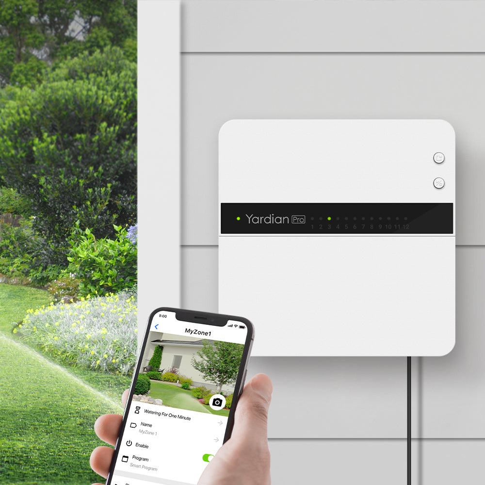 Yardian Pro smart irrigation in a yard